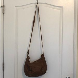 Brown faux leather cross body bag